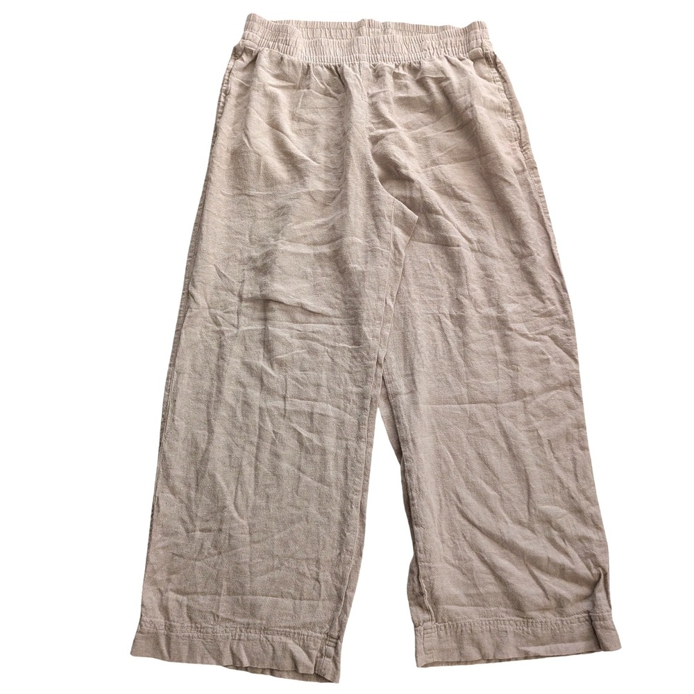 OLD NAVY Large Beige Linen Blend High Rise Wide Leg Comfort Waist Pants Nautical